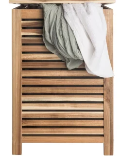 CASA Acacia Cesta Para Colada De Lujo Negro, Natural Clearance