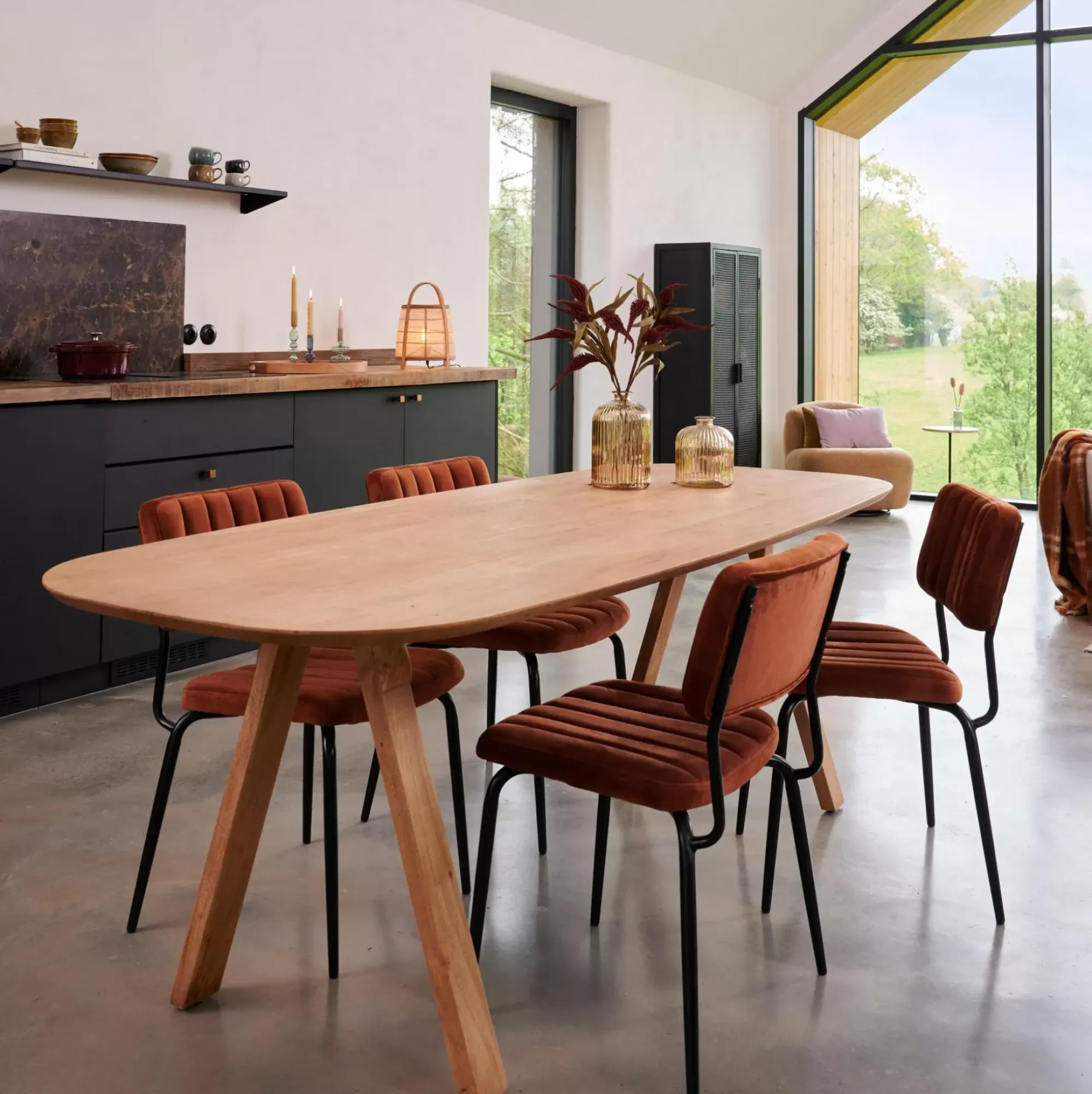 CASA Acacia Mesa De Comedor Con Patas En V Fashion