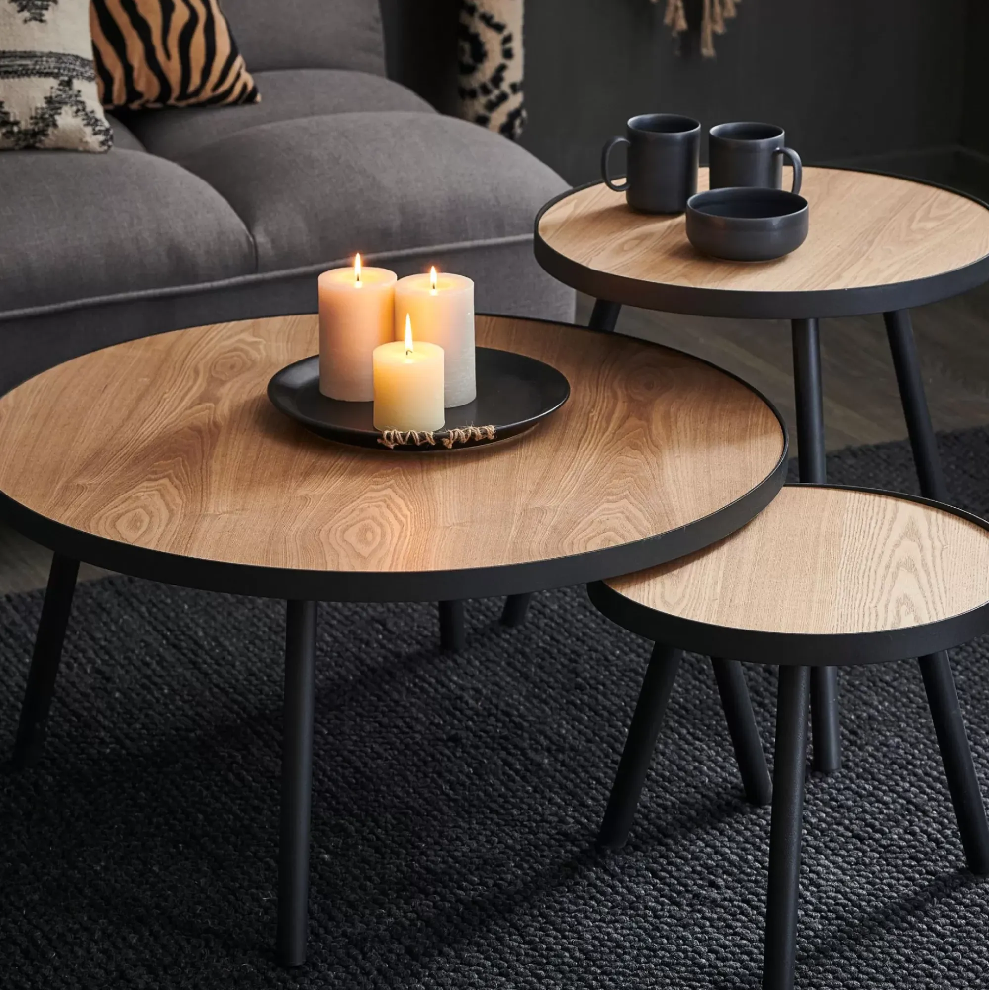 CASA Alexis Mesita De Salon Negro, Natural Flash Sale