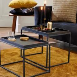 CASA Apollo Mesas Auxiliares Juego De 2 Negro Clearance