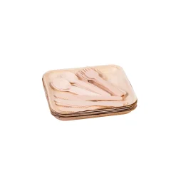 CASA Areca Leaf Platos 6 Unidades Con Cubierto Natural Best