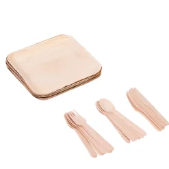 CASA Areca Leaf Platos 6 Unidades Con Cubierto Natural Best