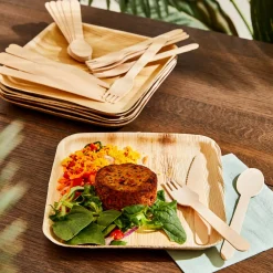 CASA Areca Leaf Platos 6 Unidades Con Cubierto Natural Best