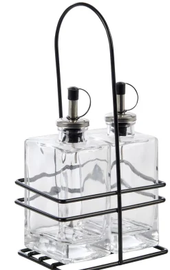 CASA Bistro Aceitera Y Vinagrera En Soporte Negro, Transparente Best