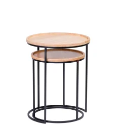 CASA Gom Mesas Auxiliares Juego De 2 Negro, Natural Sale