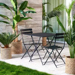 CASA Imperial Mesa Plegable Cuadrado Negro Cheap