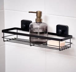 CASA Industria Cesta De Ducha Con Ventosas Negro Flash Sale