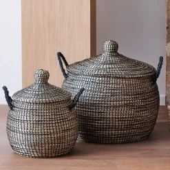 CASA Leo Cesta Lujo Negro, Natural Cheap