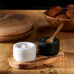 CASA Marble Pimentero/Salero Con Cuchara Y Sop. Negro, Blanco, Natural Discount