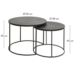 CASA Memphis Mesas Auxiliares Juego De 2 Patas Negro Best Sale