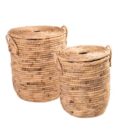CASA Miley Cesta Para Colada Con Tapa Y Asas Natural Discount