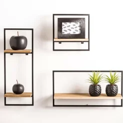 CASA Mix&Match Estanteria De Pared Negro, Natural New