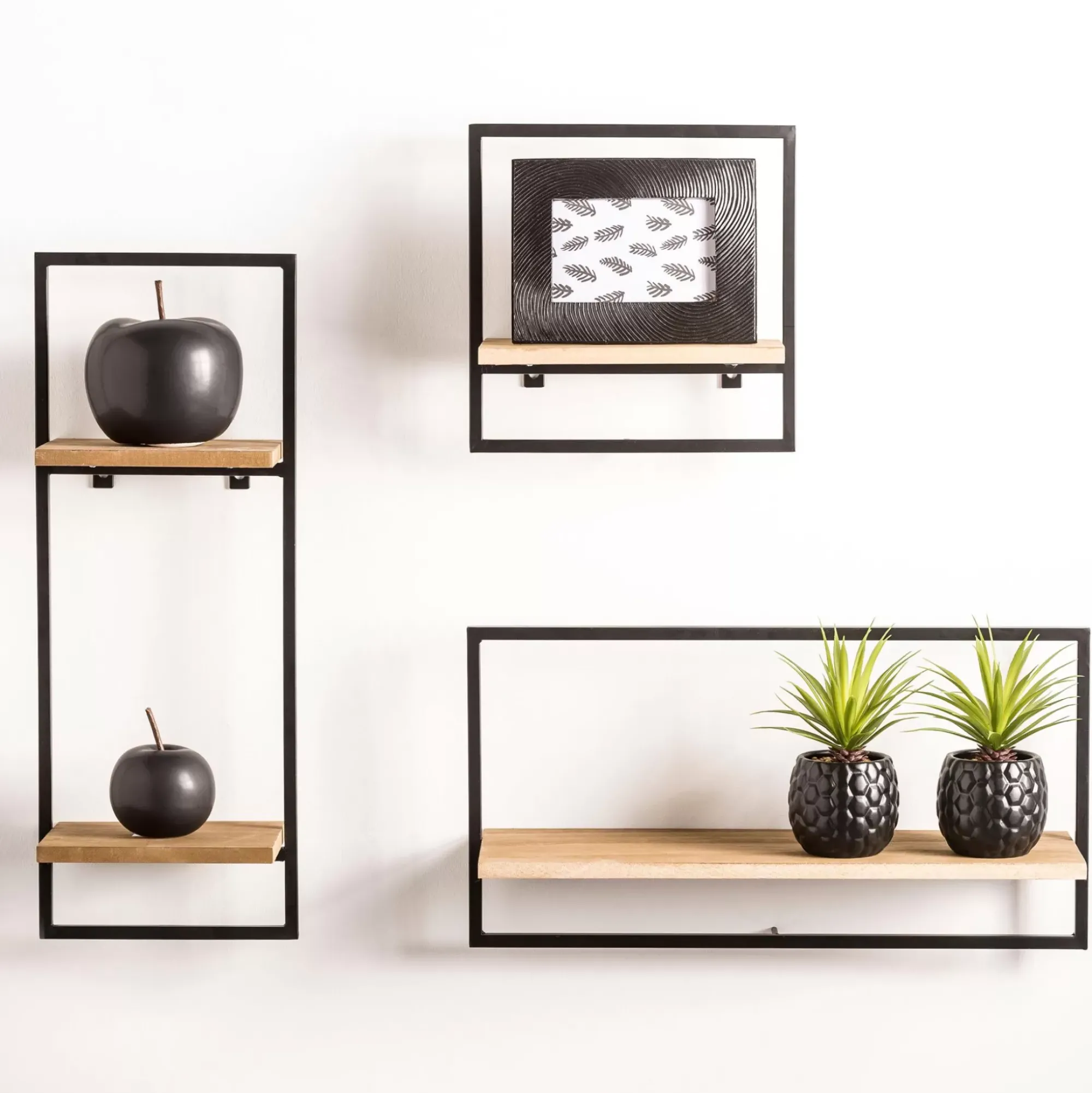 CASA Mix&Match Estanteria De Pared Negro, Natural New
