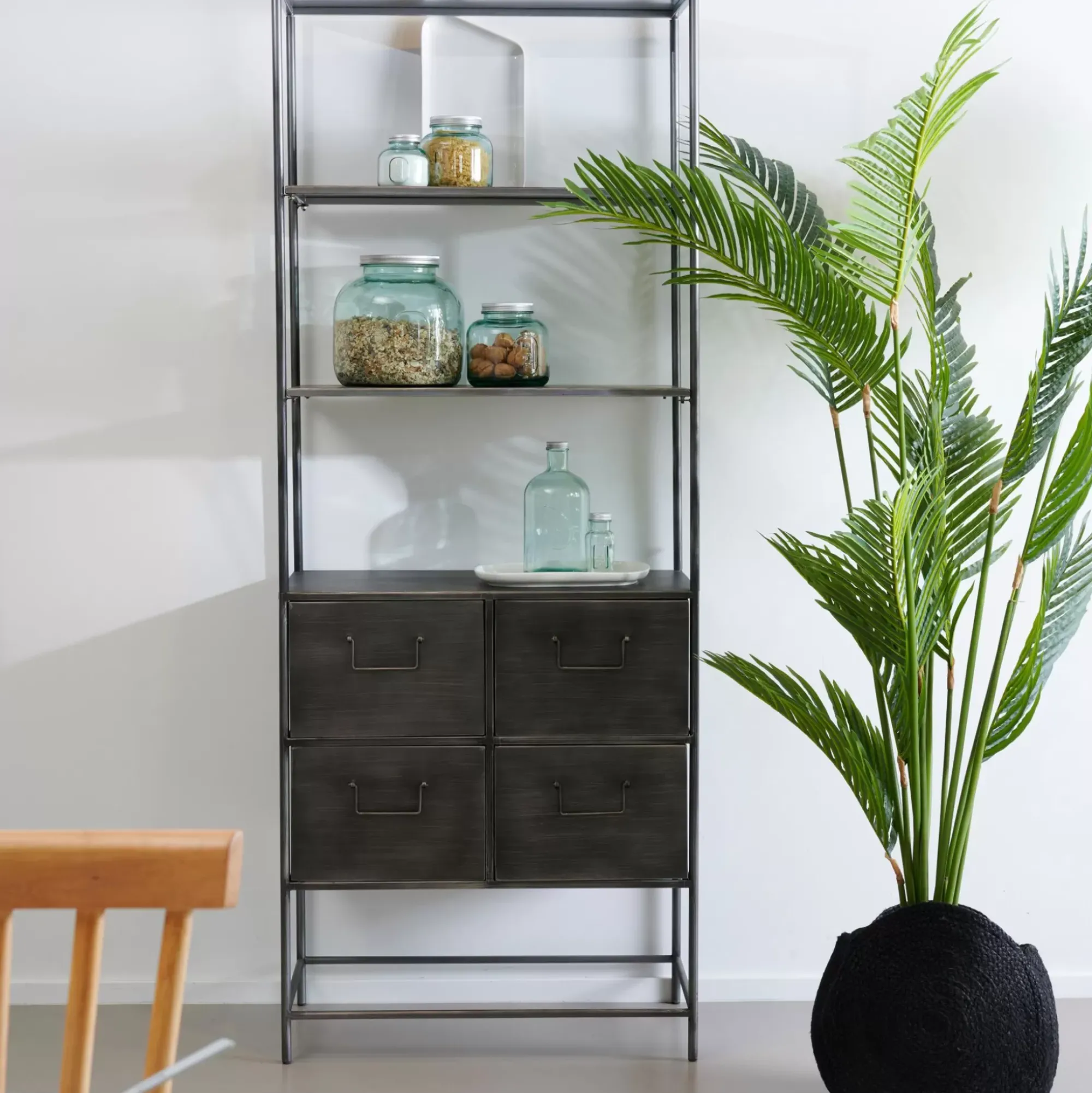 CASA Pharma Estanteria De Pared Con 4 Cajones Negro Outlet