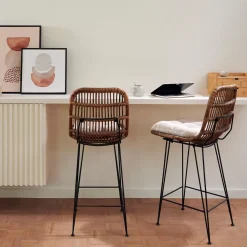 CASA Sumatra Silla De Bar Negro, Natural Fashion