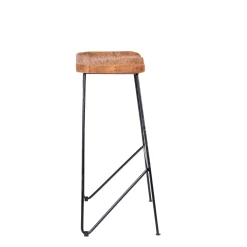 CASA Teak Taburete Bar Negro, Natural Online