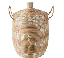 CASA Yasmine Cesta De Lujo Con Tapa Blanco, Natural Store