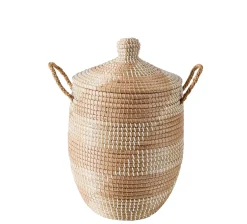 CASA Yasmine Cesta De Lujo Con Tapa Blanco, Natural Store