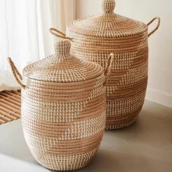 CASA Yasmine Cesta De Lujo Con Tapa Blanco, Natural Store